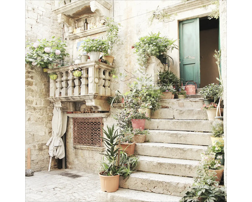 Tablou sticlă Mediterranean House I 20x20 cm