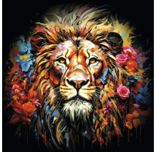 Pictură cu un leu și flori