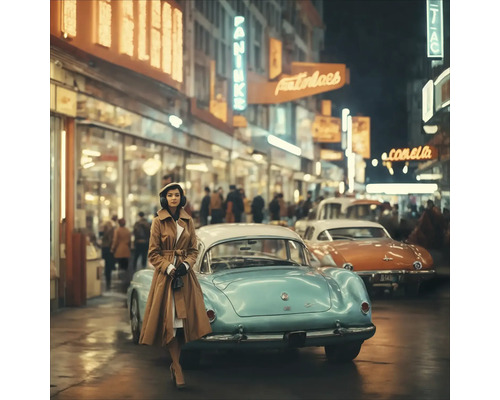 Tablou sticlă Vintage Car On The Street I 20x20 cm