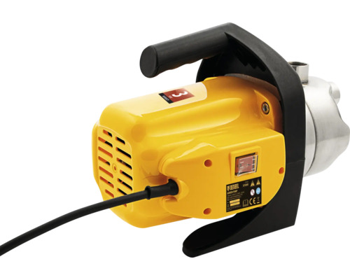 Pompă de grădină galbenă cu mâner negru