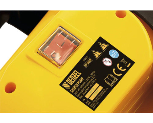 Pompă de grădină Denzel cu etichetă de performanță și comutator