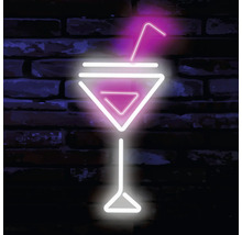 Reclamă luminoasă cu neon cu motiv pahar de cocktail