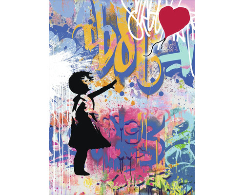 Tablou sticlă Graffiti Red Balloon 60x80 cm