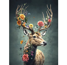 Tablou sticlă Deer With Flowers III 60x80 cm