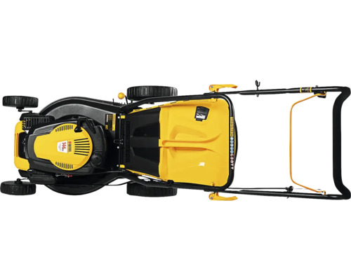 Vedere de sus a unei mașini de tuns iarba galbene