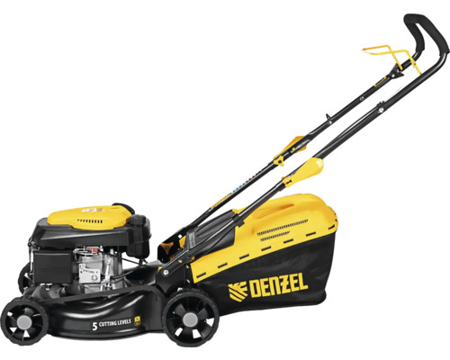 Mașină de tuns iarba pe benzină cu coș colector și cinci setări de înălțime de tăiere