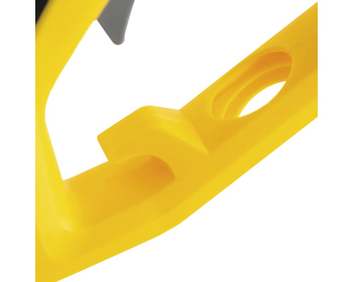 Vizualizare detaliată a unei scule galbene din plastic