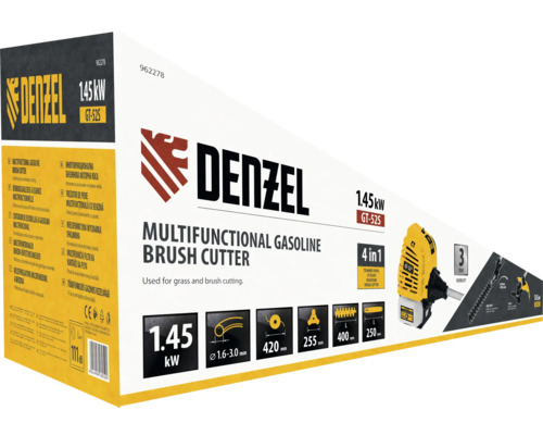 Ambalajul motocoasei multifuncționale pe benzină Denzel