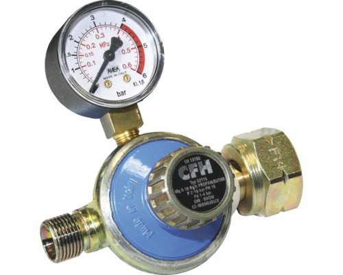 Regulator presiune butelie gaz CFH 1-4 bari filet 3/8", cu manometru, pentru propan & butan