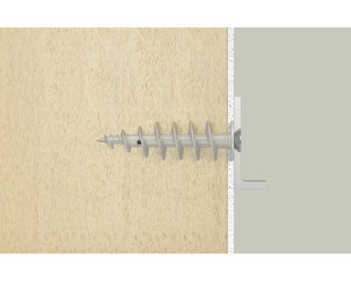 Un șurub de diblu este plasat într-un perete.