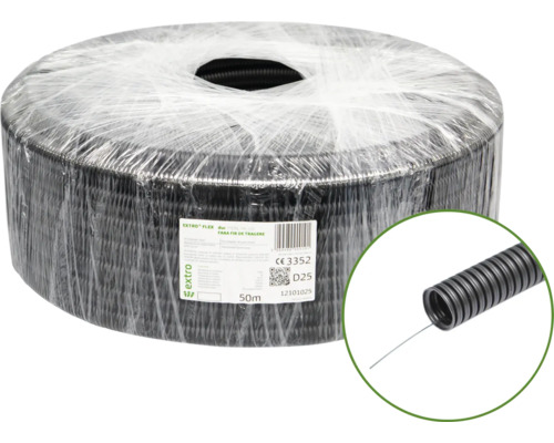 Tub flexibil gofrat Extroflex Ø25 mm, 320N HF 50ML, cu fir de tragere