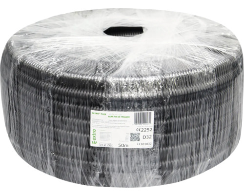 Rolă de tub flexibil negru de protecție a cablurilor, 50 de metri, ambalată în folie