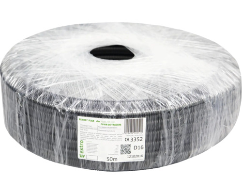 Tub flexibil gofrat Extroflex Ø16 mm, 750N HF 50ML Rola tub instalații fără halogeni, 50 metri