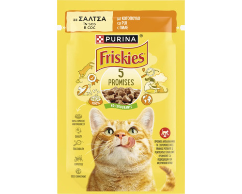 Hrană umedă pentru pisici PURINA Friskies Adult plic cu pui în sos 85 g