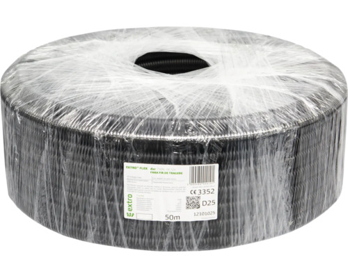 Tub flexibil gofrat Extroflex Ø25 mm, 750N HF 50ML Rola cu tub flexibil pentru instalații electrice, 50 de metri