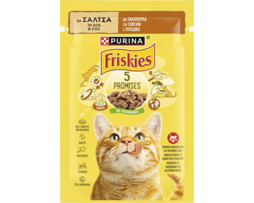 Hrană umedă pentru pisici PURINA Friskies Adult plic cu curcan în sos 85 g