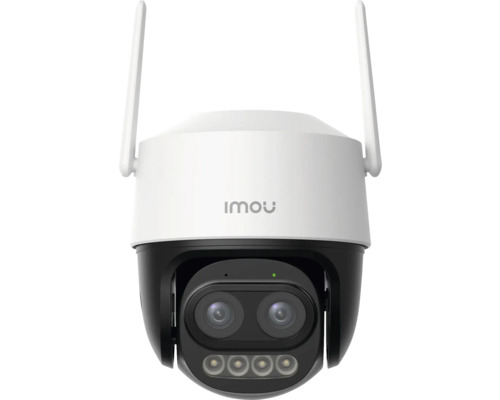 Cameră de supraveghere cu două antene și logo Imou