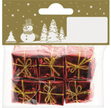 Pachet cu șase cutii cadou miniaturale ca decorațiuni pentru pomul de Crăciun