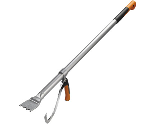 Instrument de îngrijire a copacilor cu mâner telescopic și dispozitiv de prindere