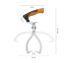 Logo Fiskars Clește de prindere cu dimensiunile de 30,3 cm înălțime, 18 cm lungime mâner și 23 cm raza de prindere.