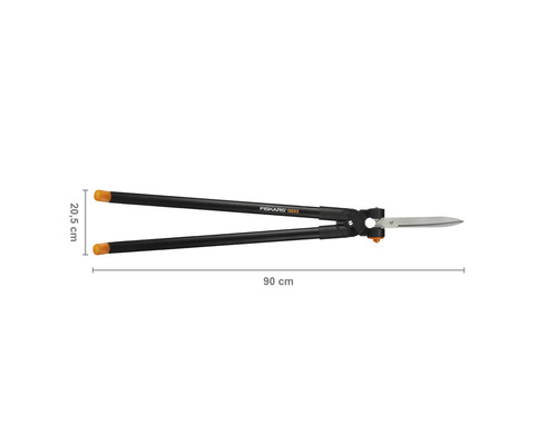 Foarfecă de tuns gard viu Fiskars GS53 cu o lungime de 90 cm și un diametru al mânerului de 20,5 cm