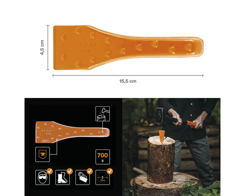 Pană de despicat din plastic Fiskars, lungime 15,5 cm