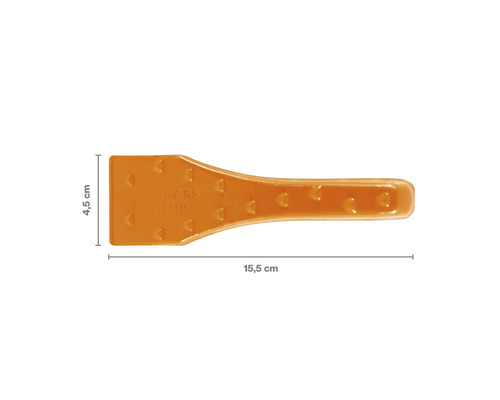Racletă pentru rosturi din plastic cu dimensiunile de 15,5 pe 4,5 centimetri.