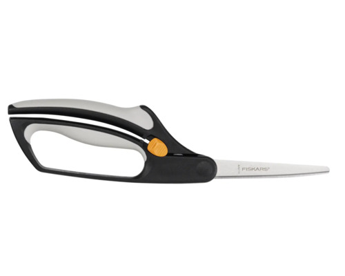 Foarfece Fiskars cu mâner negru și blocare portocalie
