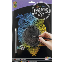 Set de gravură curcubeu cu motiv bufniță, A4