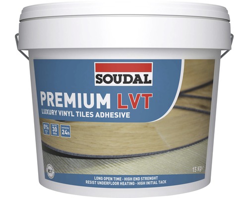 Adeziv de montaj SOUDAL pentru parchet LVT vinil 13 kg Găleată cu adeziv pentru plăci de vinil de lux Soudal Premium LVT, 13 kilograme