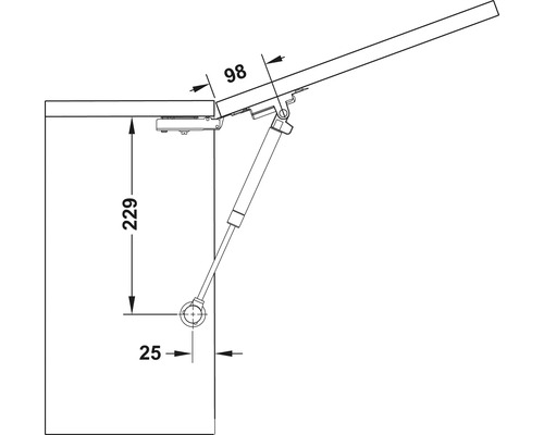 Schiță a unei feronerii cu clapetă cu dimensiuni