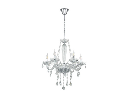 Candelabru cu lanț de suspensie și decorațiuni din sticlă de cristal