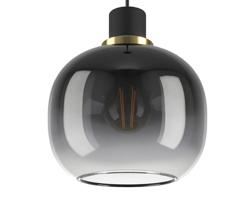 Lampa suspendată cu abajur din sticlă fumurie
