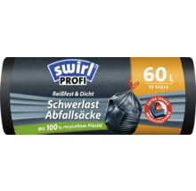 Saci de gunoi Swirl Profi Schwerlast, 60 litri, 12 bucăți, din plastic reciclat 100%