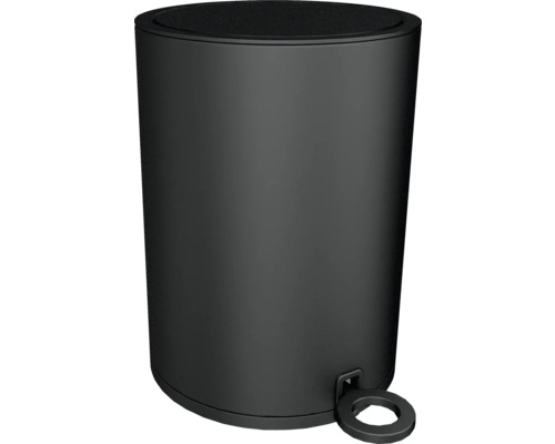 Coș de gunoi negru cu pedală, din metal