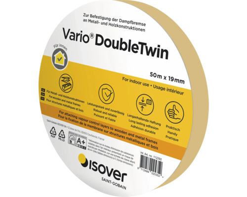 Barieră de vapori Isover Vario DoubleTwin, 50 metri pe 19 milimetri, pentru structuri metalice și din lemn