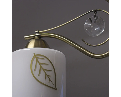 Lumină de tavan cu motiv de frunze și pandantiv de cristal