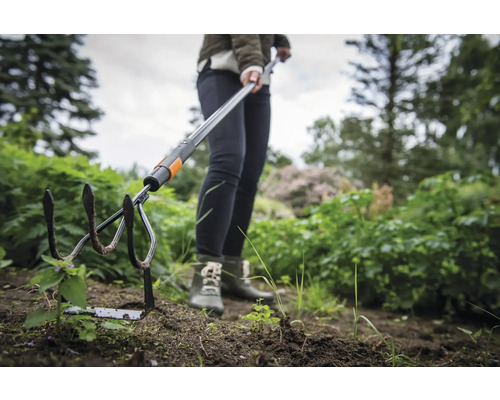 Săpăligă de grădină folosită pentru îndepărtarea buruienilor dintr-un strat de grădină.