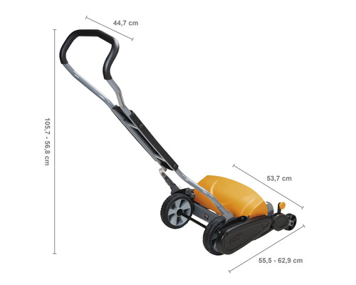Mașină de tuns iarba cu tambur cu dimensiuni