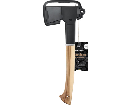 Topor Fiskars N10 cu mâner din lemn și protecție pentru lamă