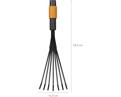 Unealtă de grădină cu dinți flexibili și indicații de dimensiuni