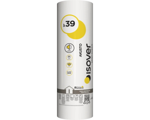 Vată minerală de sticlă Isover Akusto 5 Twin 7500x1200x50 mm Isover Akusto vată minerală λ39 ambalată în role
