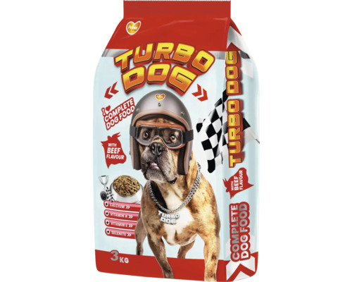 Hrană uscată pentru câini TURBO DOG cu vită 3 kg