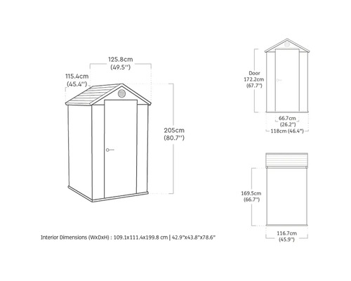 Desen tehnic al unei magazii de grădină cu dimensiuni