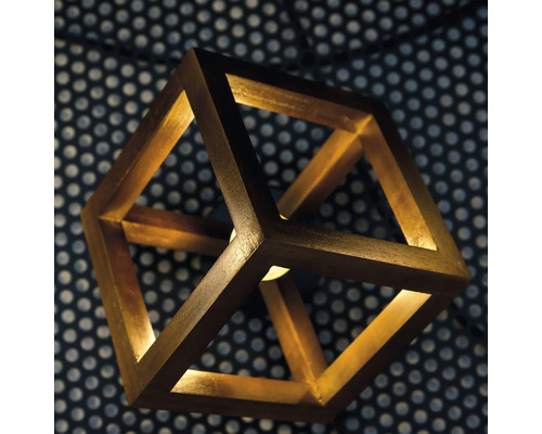 Lampă decorativă cub din lemn