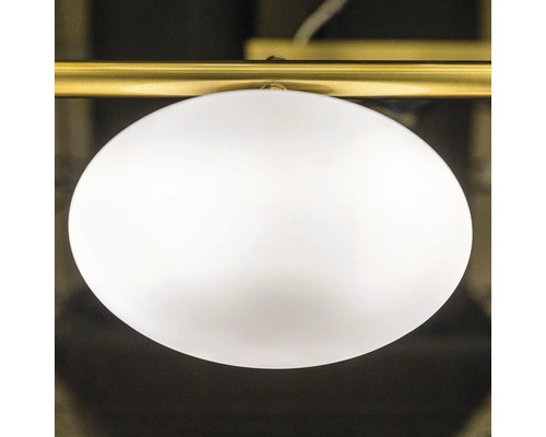 Lumină de plafon cu lampă rotundă albă și suport auriu