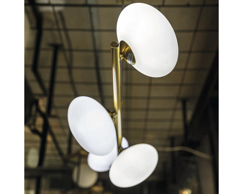 Lumină de tavan cu cinci lămpi și cadru din alamă