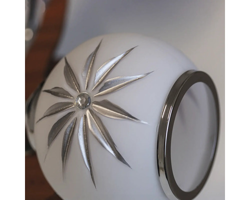 Lampă cu decor floral argintiu