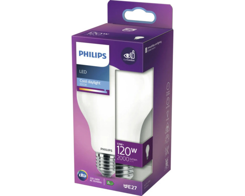 Bec LED Philips, lumină rece, 6500 Kelvin, soclu E27, ambalaj