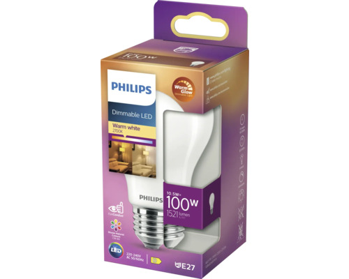 Bec LED Philips, reglabil, 10,5 wați, soclu E27